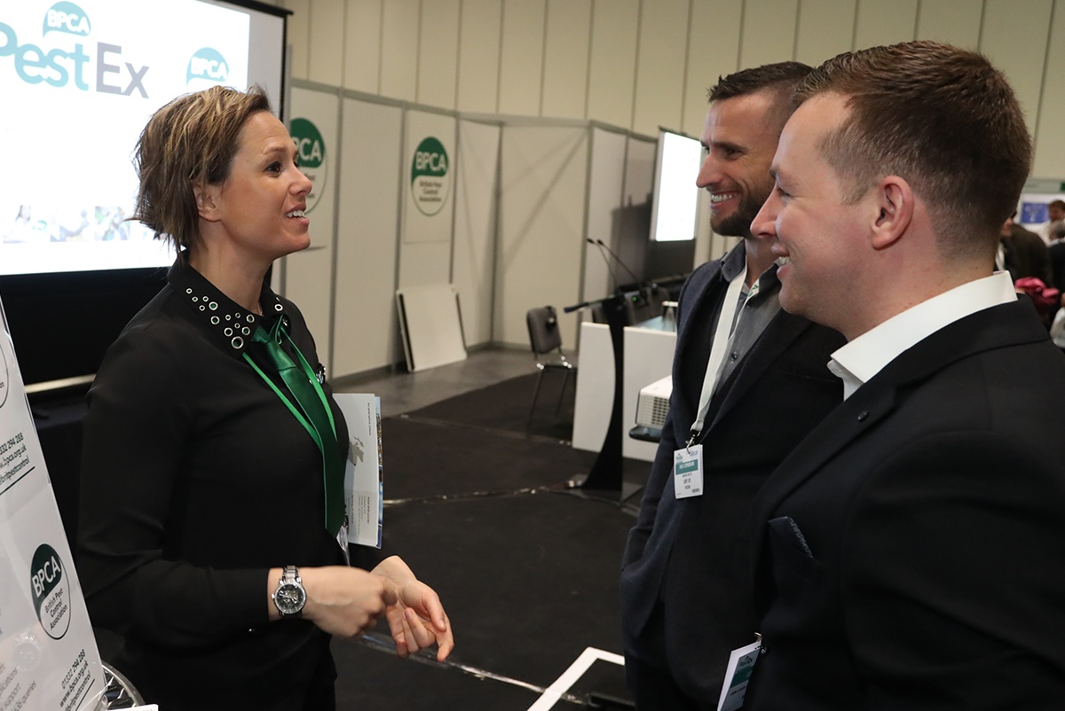 Natalie at PestEx 2017 offer her technical advice Natalie at PestEx 2017 offering her technical advice